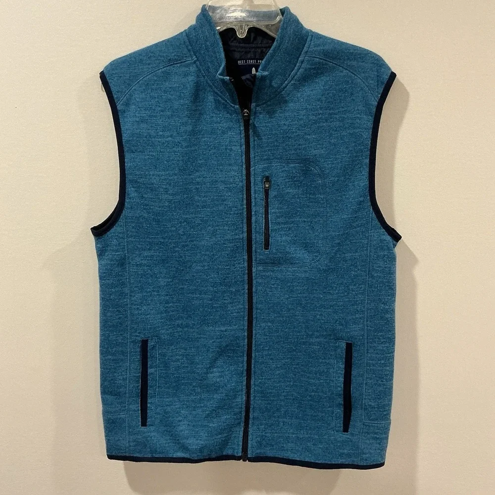 Johnnie-O Fleece Vest Boys‎ Size 16 Blue Full Zip Casual Pockets Gorpcore